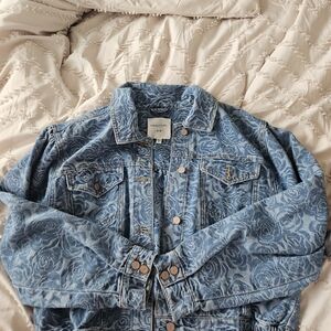 Floral Blue Jean Jacket
